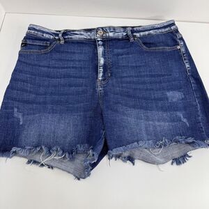 Kancan High Rise Medium Stone Wash Denim Shorts Cut Off Estilo 2XL 36” Waist